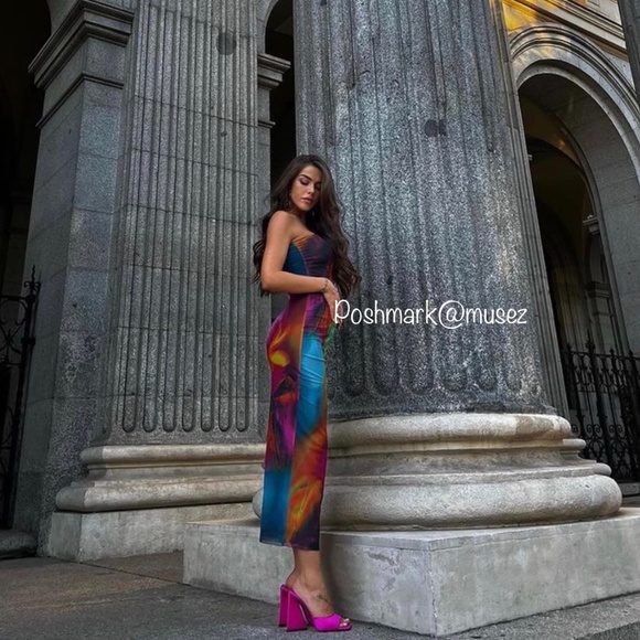 Zara PRINTED TULLE DRESS - Picture 12 of 16